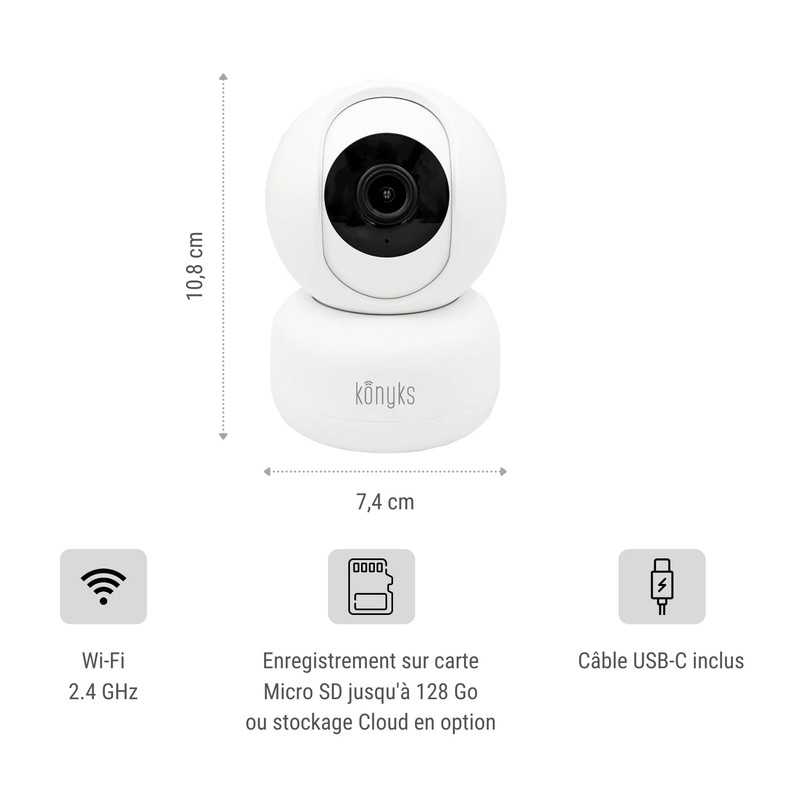 Konyks Camini 2 Indoor Surveillance Camera WiFi Motion Detection and