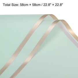 MECCANIXITY 10 Pcs Gold Edge Flower Wrapping Paper Mint 22.8x22.8 Inch Waterproof for Florist Bouquet Supplies, DIY Crafts, Gift/Gift Box Packaging