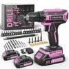Pink Cordless Drill Set, 20V Max PowerDrill for Women, Lightweight