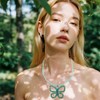 RAINDEWLL Butterfly Necklaces for Women Butterfly Choker Necklace Green Pendant
