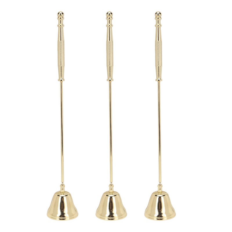3pcs Candle Snuffer Golden Iron Plating Bell Shaped Long Handle