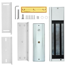 Mag Lock 1200LBS Holding Force Electromagnetic Commercial Lock 12V Fail Safe NC Mode for Access Control System with Aluminum L&Z Brackets (E-1200LBS Lock +Z L Bracket)