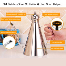 Omabeta 1PCS 350ml Stainless Steel Oil Dispenser Olive Oil Dispenser,Leakproof Olive Liquid Seasoning for Kitchen Storage Container Cooking,140 * 83 * 150mm