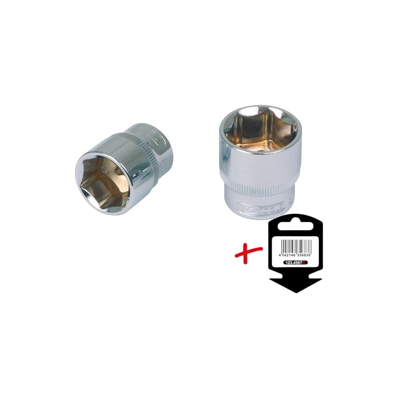 KS Tools 3/8 Inch Chrome Plus Hexagonal Socket, 15 mm,