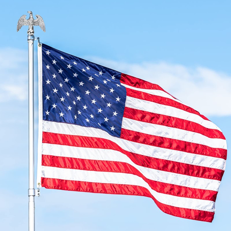 NQ Silver Flag Pole Eagle Topper Ornament, Aluminum Alloy Eagle