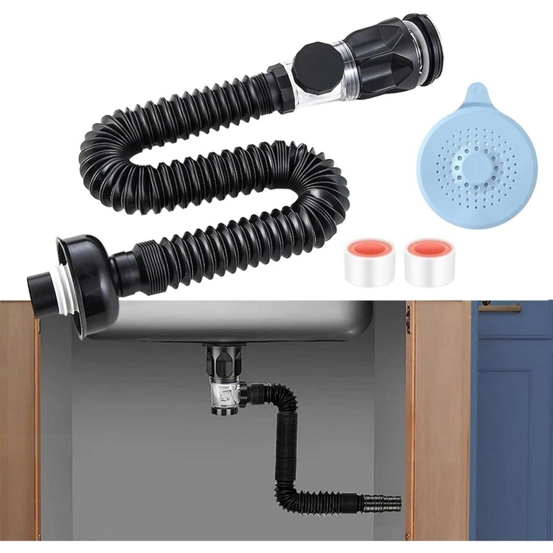 RODISHOMM Siphon Drain Pipe Kit for Sink, Odour-Proof Drain Fitting