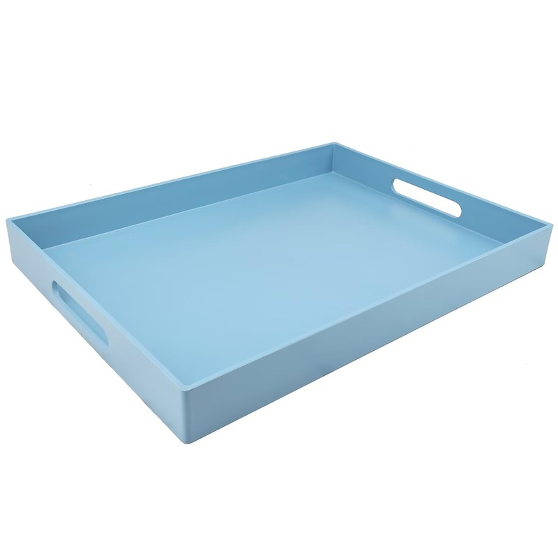 SforGUVA Blue Serving Tray for Coffee Table, Rectangular Plastic Decorative