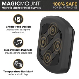 Scosche MagicMount - Soporte magnético para salpicadero de Dispositivos móviles, Paquete de 2 Ventanas/Montaje en el Tablero, Negro