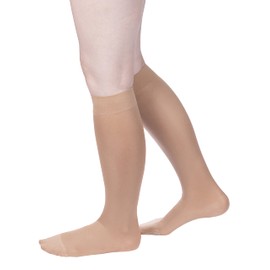 Allegro 15-20 mmHg Soft Microfiber Compression 250 Closed Toe Knee Highs, Comfortable Support Garments
