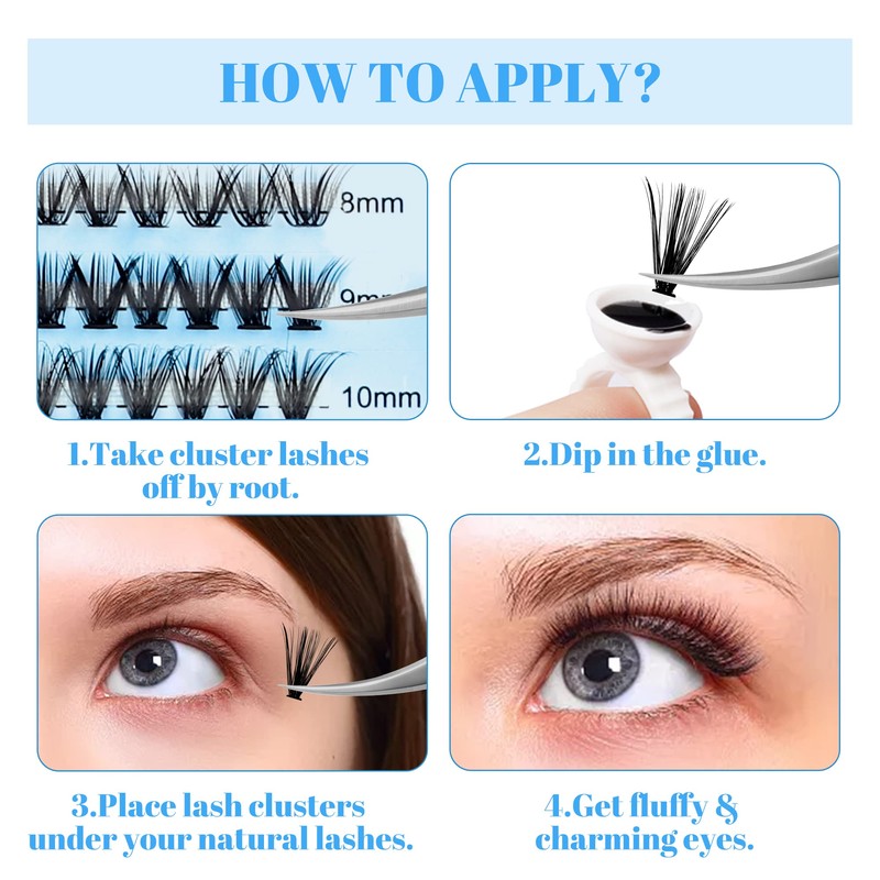 Individual Eyelashes Set 240 Pieces D Crul 15-20 mm Clusters