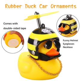 wonuu - Adornos de goma para coche, diseño de pato amarillo, con casco de hélice