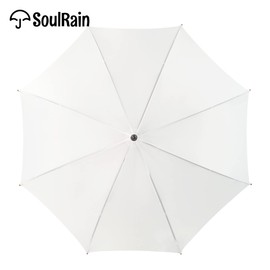 SoulRain 48" White Stick Umbrella – Large Windproof Wedding Umbrella for Rain, Automatic Open, Vintage Cane Umbrella with Wooden Handle & Shaft, Elegant Parasol for Women & Men(White)