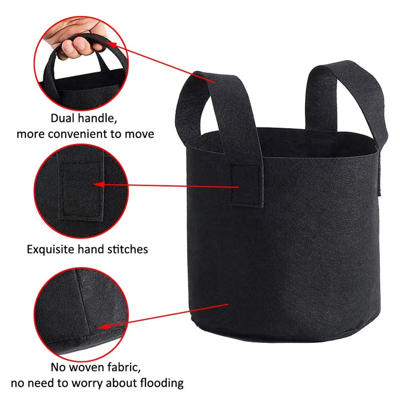 Mintice 5x7 Gallon Brown Breathable Planter Bags for Vegetables and