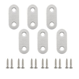 Flat Straight Corner Brace,6 Pcs Metal Joint Plate Connector Repair Bracket Flat Fixing Stainless Steel Flat Plate Bracket with Screw Holes for Wood Chair Bookshelf Board Window Furniture Fixing