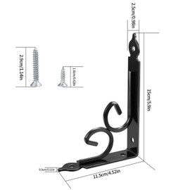 Floating Shelf Brackets, Decorative Shelf Brackets and Supports, Rustic Shelves Brackets Heavy Duty Steel, Wall Corner Shelving Brackets, Joint Right Angle Corner Brace with Screw - 2 Pcs/Black