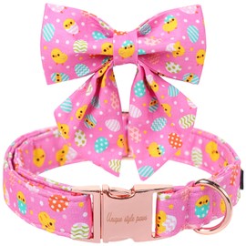 Unique style paws Easter Dog Collar with Bow Easter Eggs Chicken Collar with Flower for Small Medium Large Boys Girls Dogs