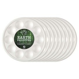 Creative Mark 50 Pack Disposable Paint Palette, 7-3/8" Diameter - Eco-Conscious, Biodegradable Paint Holder Tray for Artists, Compostable Paint Tray Palette with 10 Wells Each, Easy Cleanup