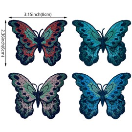 8 Pcs Butterfly Sew on Patches Double Layer Butterfly Embroidered Appliques Decoration Sewing Patches for DIY Accessory Clothes Jeans Hat Dress