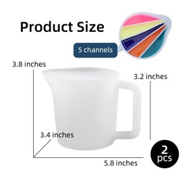 BIGEBO Silicone Spilt Cup, 5-Channel Reusable Resin Split Pouring Cup with Handle Resin Mixing Split Cup for Paint Pouring Resin Art Fluid Art