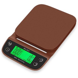 OcioDual WH-B25 Kitchen Scales Brown Digital Baking Scales LCD LED Display with Timing Function 3 kg/0.1 g for Handmade Coffee