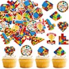Blumomon 40Pcs Edible Building Blocks Party Cupcake Toppers Kids Birthday