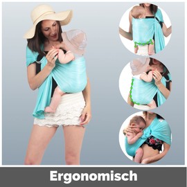 Amarsupiel Baby Water Carrier | Baby Water Shoulder Strap | Ultra Fast Drying | Ergonomic Baby Carrier | Oeko-Tex | Certificate Made in Spain | Mint