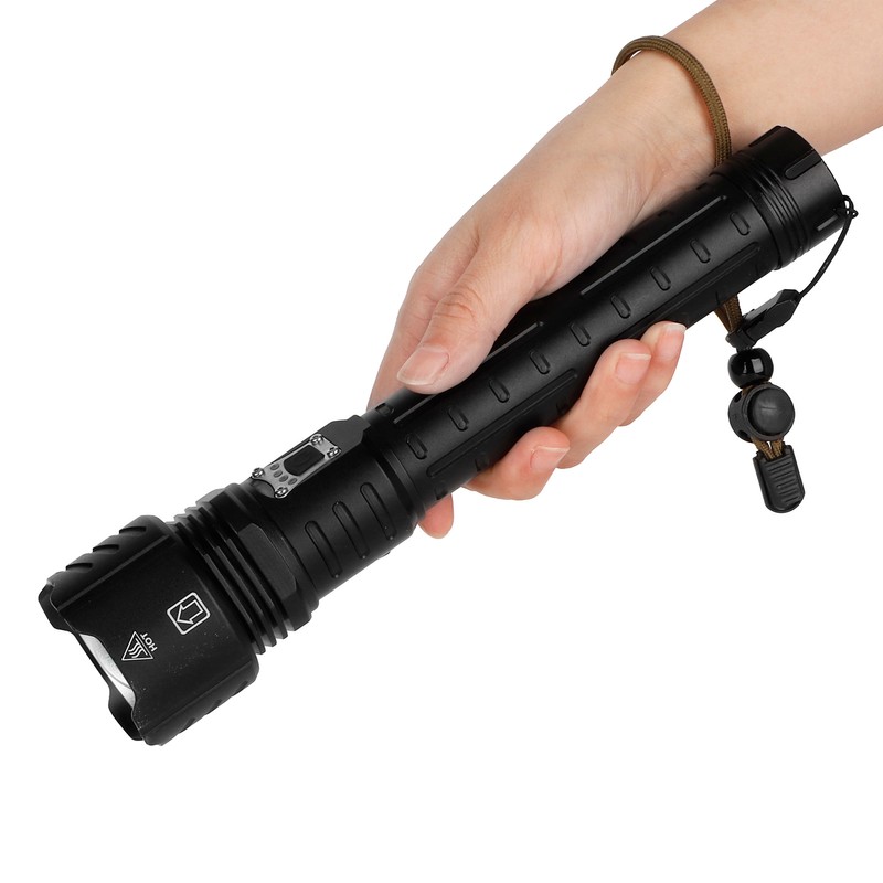 XHP90 Telescopic Zoom Flashlight Waterproof Electric Torch USB Charging for