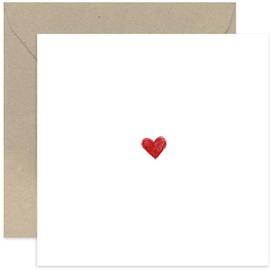 Simple Heartfelt Thinking of You Cards for Friends and Family - Valentine's Gift, Wedding Anniversary Present for Husband Wife Boyfriend Girlfriend - Red Pencil Heart Illustration - Blank Inside