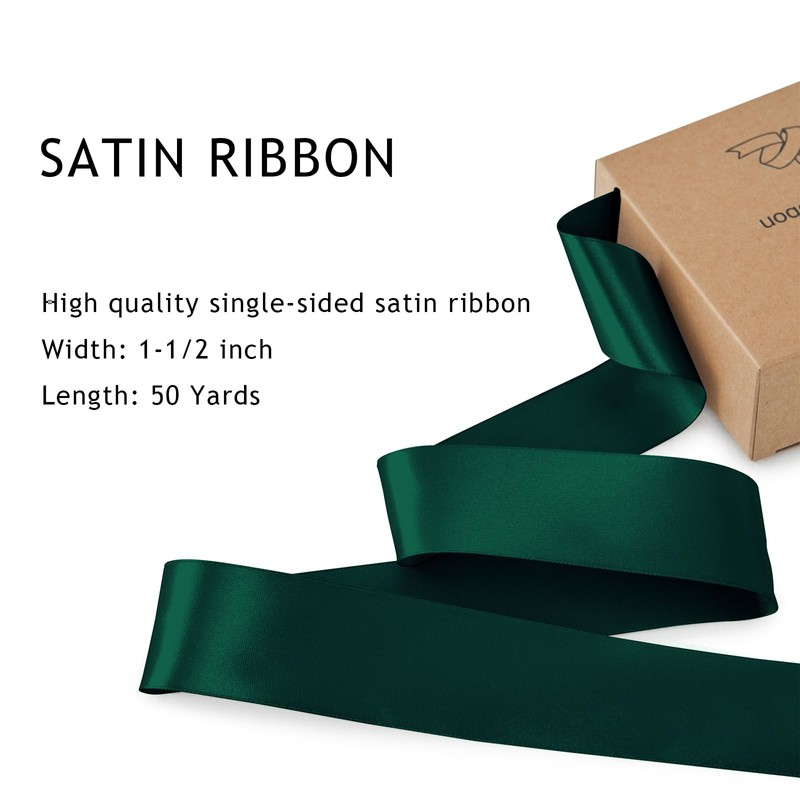 SDZMDL Forest Green Satin Ribbon for Gift Wrapping, Christmas Tree