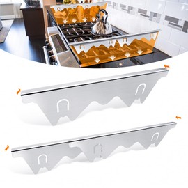 WdfCariP Stainless Steel Stove Gap Covers, Kitchen Gas Oven Stove Top Gap Filler Strip, Counter refrigerator Desktop Gap Filler Strip, 60 degree bevel, Adjustable Length 15in to 28.5in, Silver(2PCS)