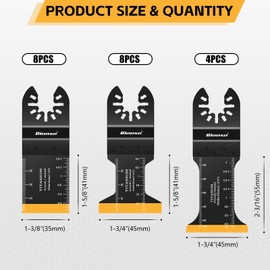 Bionso 20PCS Titanium Oscillating Tool Blade Cuts Metal and Wood, Sharp and Durable Multitool Blades, Multi Tool Blades Kits, Oscillating Saw Blades Fit Dewalt Milwaukee Ryobi Makita