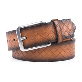 Fabio Valenti Men's Casual Dress Leather Belt for Jeans TAN 40/42