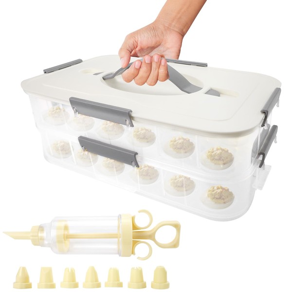 zxbaers Deviled Egg Containers with Lid for 36 Eggs 2-Layer