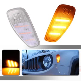 Tonsya - Juego de luces LED de color ámbar completo, compatible con Jeep Renegade 2015, 2016, 2017, 2018, 2019, 2020 y 2021, repuesto para parachoques delantero, 2 unidades