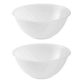 ANGIX 30cm Clear Plastic Kitchen Mixing Bowl, Serving Bowl | Lightweight, Easy to Clean, Multipurpose Mixing Bowl for Fruit, Vegetable, Salad - White (X2)