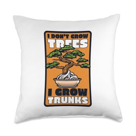 Bonsai Tree Plant Tools Care Kit Set Gifts Ideas I Grow Trunks Penjing Indoor Pots Bonsai Throw Pillow, 18x18, Multicolor