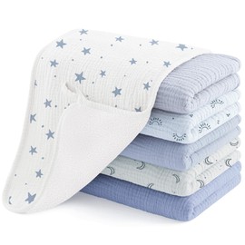 Susurration Muslin Burp Cloths, Soft Baby Burping Cloths for Unisex Boys and Girls, Newborn Essentials Large Extra Absorbent Washcloths, 20x10in, 6 Pack