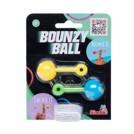 Simba 105952679 Bounzyball Double Pack, 3 Assorted Designs, Only One Item Delivered, Rubber Trickball with Rubber Cord and Finger Loop, Diameter: 2.5 cm, from 5 Years