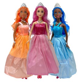 Princess Doll Set for Girls, 3 Little Dolls for Dollhouse Fairy Tale | 11.5” Princess Dolls for 3-12 Year Old Girls | Princess Toy Dolls with Pretty Mermaid Hair