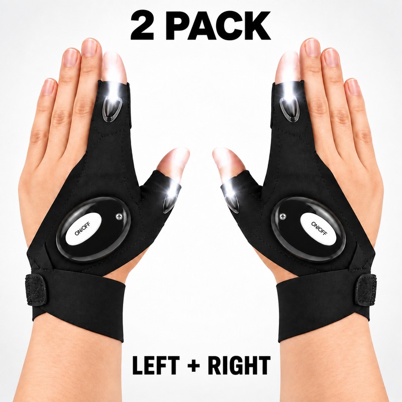 LED Fingerless Glove for Night Tasks – Hands-Free Light with