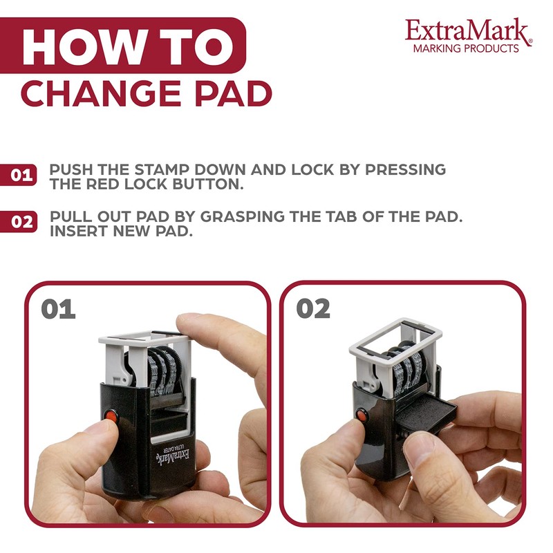 ExtraMark Super Dater Ink Stamp - Self-Inking Rubber Date Stamper