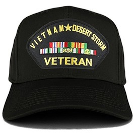 Armycrew Vietnam and Desert Storm Veteran Embroidered Patch Snapback Baseball Cap - Black
