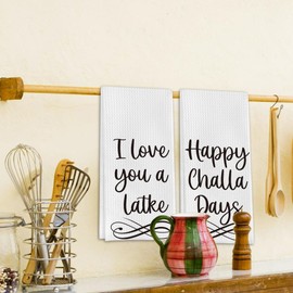 Foggolight Funny Hanukkah Design Kitchen Towels, Camping Gifts for Camping Lovers, Camping Waffle Weave Kitchen Towels(16x24 Inches)