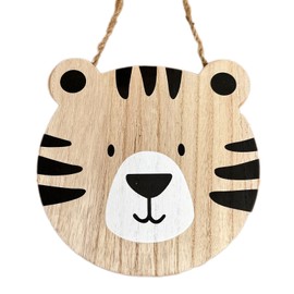 Darthome Hanging Tiger Head Plaque Wooden Childrens Bedroom Safari Animal Wall Decoration