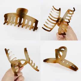 5PCS Claw Hair Clips for Women - Matte Amber Brown Non-Slip Medium Large Clamps for Thin Thick Hair, Multi-Style Fashion Accessories (Amber, One size)