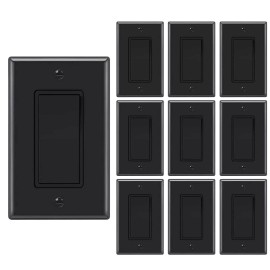Maxbright Decora 3 Way Light Switch black,Paddle Rocker with wallplate,UL list,15A,10 Pack