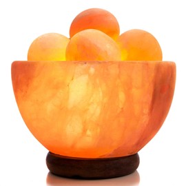 UMAID Himalayan Salt Lamp Bowl with 6 Massage Balls – Dimmable Natural Pink Rock Salt Lamp for Relaxation, Meditation,Yoga, Spa, Office, Bedroom, Wellness, Home Decor, and Unique Gift