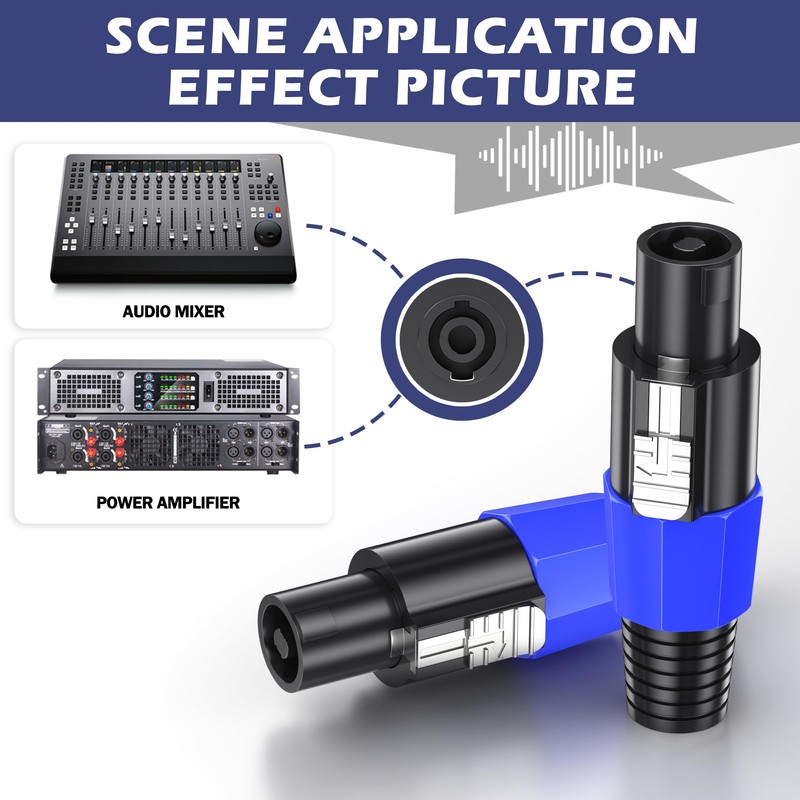 Jumwa Speakon Connector Twist Lock Audio Speaker Cable Adapter Plug