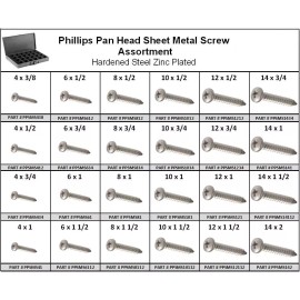 RedBoarChain Pan Head Phillips Sheet Metal Screw Zinc Assortment in Small Metal Locking Tray