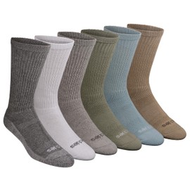 Dickies Men's Dri-Tech Essential Moisture Control Crew Socks, Available in M-XXL (6, 12 Pairs), Light Wardrobe Assorted (6 Pairs), Large